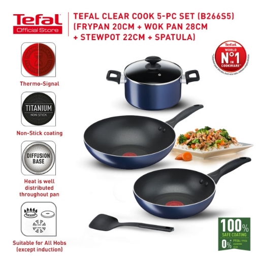 Picture of B266S5 Tefal Clear Cook 5-PC set (FP20+WP28+STP22+Spatula)