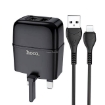 Picture of HOCO C77B HIGHWAY DUAL PORT CHARGER SET (LIGHTNING)