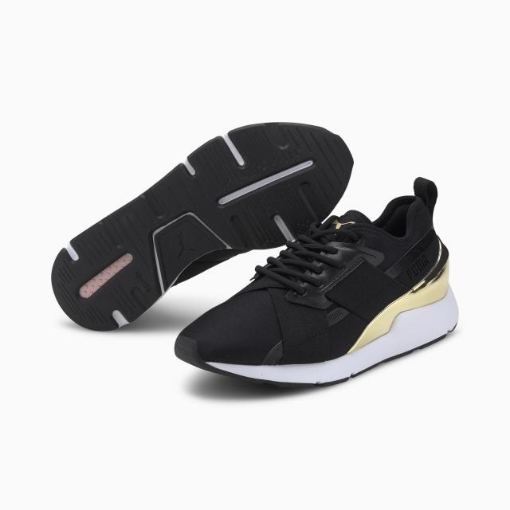 Picture of PUMA Muse X-2 Metallic Wn s-Puma Black-Puma Team Gold-Female-37083807