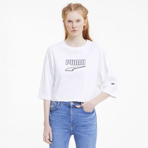 Picture of PUMA Downtown Loose Fit Relaxed Tee-Puma White-Female-59766102