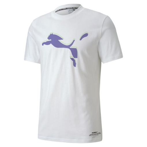 Picture of PUMA Avenir Graphic Tee-Puma White-Purple Corallites-Male-59778657