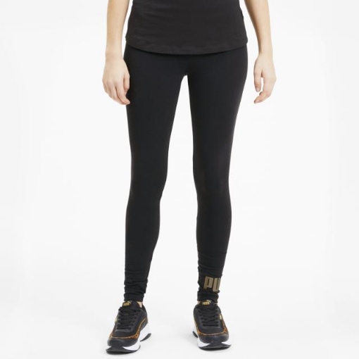Picture of PUMA ESS Logo Leggings-Cotton Black-Gold